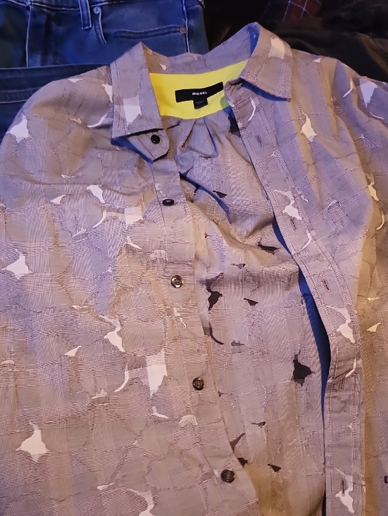 Diesel Other - Diesel Gray Button-Up Shirt with White and Black Accents